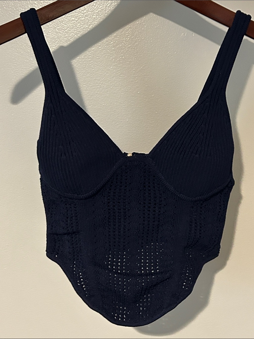 Garage Navy Knit Corset-Style Bandeau Tank